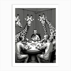 Giraffes Playing Poker Art Print