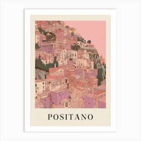 Positano 2 Vintage Pink Italy Poster Art Print