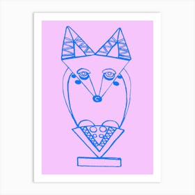 Wolf Pink Blue Art Print