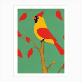 Cardinal Midcentury Illustration Bird Art Print