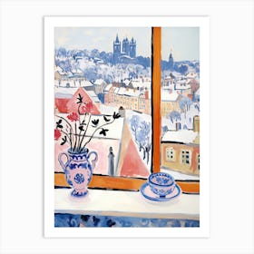 The Windowsill Of Prague   Czech Republic Snow Inspired By Matisse 4 Art Print
