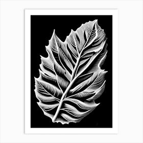Hickory Leaf Linocut 1 Art Print