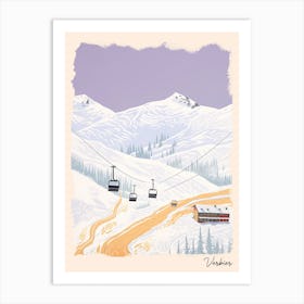 Poster Of Verbier   Switzerland, Ski Resort Pastel Colours Illustration 2 Art Print