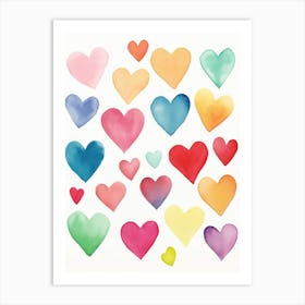 Watercolor Hearts 7 Art Print