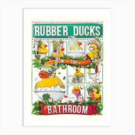 Rubber Ducks In The Bathroom Art Print