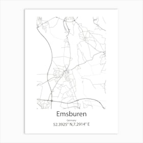 Emsburen,Germany Minimalist Map Art Print