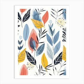 Watercolor Leaves Pattern 3 Art Print