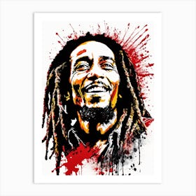 Bob Marley Portrait Ink Painting (10) Art Print