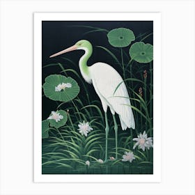 Ohara Koson Inspired Bird Painting Stork 3 Art Print