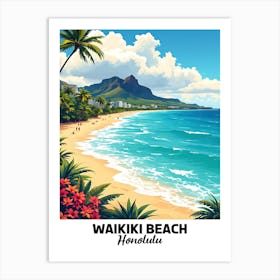 Waiki Beach Hawaii Art Print