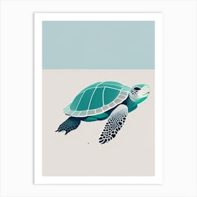 Sea Turtle In Motion, Sea Turtle Simplicty 2 Art Print