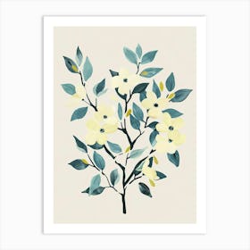 Dogwood Tree Flat Illustration 8 Art Print