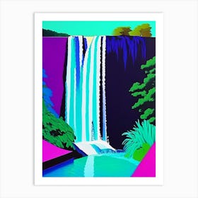 Waterfall Waterscape Colourful Pop Art 2 Art Print