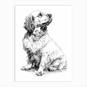 Clumber Spaniel Dog Line Sketch 1 Art Print