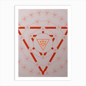 Geometric Abstract Glyph Circle Array in Tomato Red n.0161 Art Print
