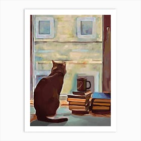 Cat In The Window Art Print