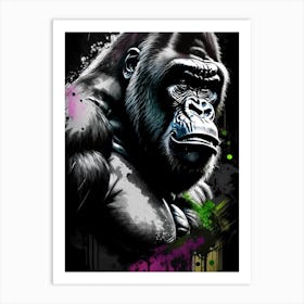 Gorilla Beating Chest Gorillas Graffiti Style 1 Art Print