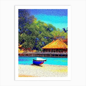 Sihanoukville Cambodia Pointillism Style Tropical Destination Art Print