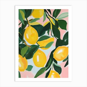 Lemon Tree Branches Gouache Painting Affiche