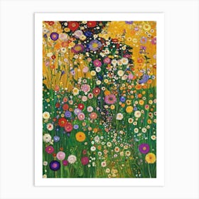 Gustav Klimt Wild Flower Garden Yellow Vintage Art Print