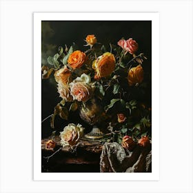 Baroque Floral Still Life Rose 5 Art Print