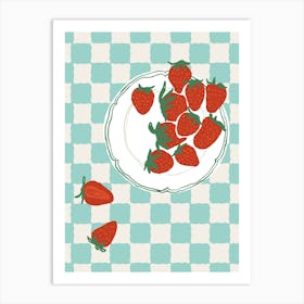 Strawberries On A Plate Art Print Art Print