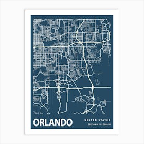 Orlando Blueprint City Map 1 Art Print