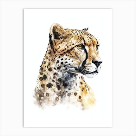 Cheetah Art Watercolor Painting Portrait Art Print