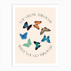 Retro Butterfly Quote  Art Print