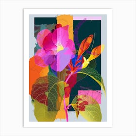 Impatiens 1 Neon Flower Collage Art Print