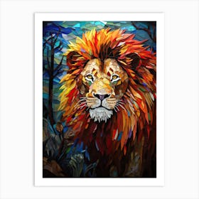 Lion Art Painting Mosaic Style 4 Art Print