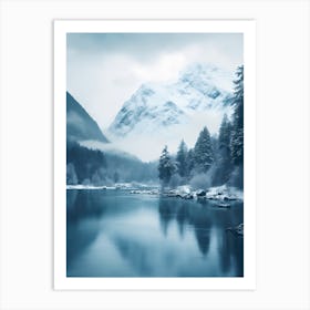 Snowy Mountain Lake Art Print