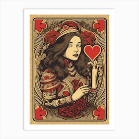 Alice In Wonderland Vintage Playing Card The Queen Of Hearts 3 Art Print