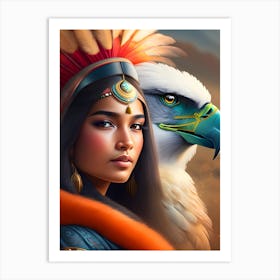 Eagle And Woman Art Print