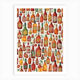 Hot Sauce Bottles Kitchen Art Print