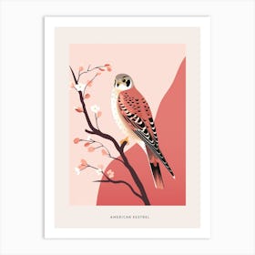 Minimalist American Kestrel 2 Bird Poster Art Print