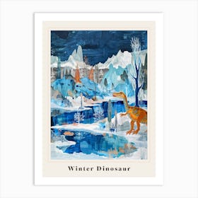 Dinosaur In An Icy Landscape Painting 3 Poster Art Print