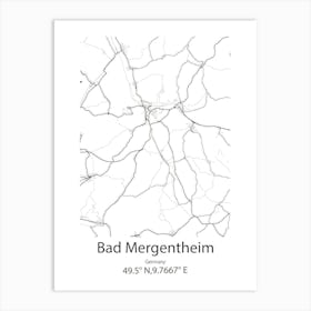 Bad Mergentheim,Germany Minimalist Map Art Print