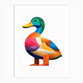 Colourful Geometric Bird Duck 2 Art Print