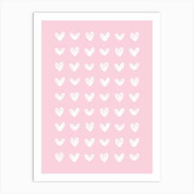 Scribble Hearts - Pink Art Print