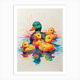 Duck Family 2 Art Print