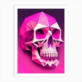 Skull With Geometric Designs 2 Pink Pop Art Art Print