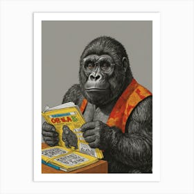 Gorilla Reading 3 Art Print