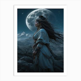 Woman In The Moonlight Art Print