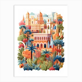 Gardens Of Alhambra Spain Modern Illustration 2 Art Print