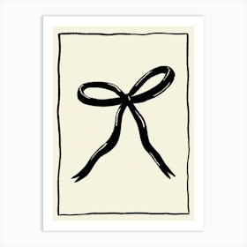 Black Bow Cream Art Print