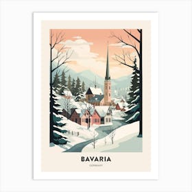 Vintage Winter Travel Poster Bavaria Germany 2 Art Print