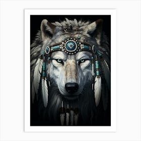 Arctic Wolf Native American 2 Art Print