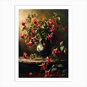 Baroque Floral Still Life Fuchsia 2 Art Print