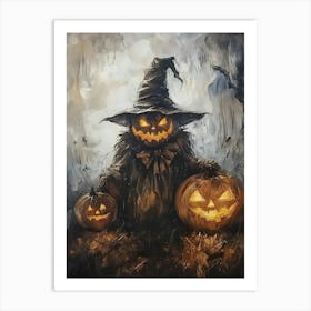 Witch With Pumpkins 2 Art Print